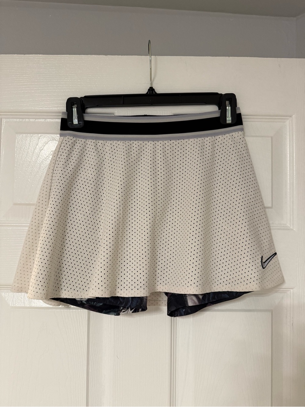 Nike Ivory Perforated Skater Skirt with Black Waist Trim